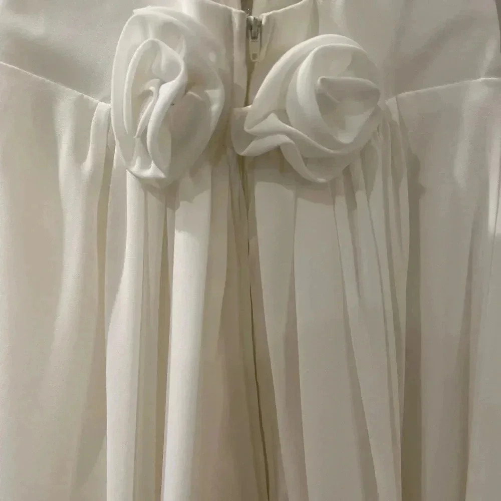 White Empire-Waist Wedding Dress with Gold Embellished Waistband - Picture 4 of 8